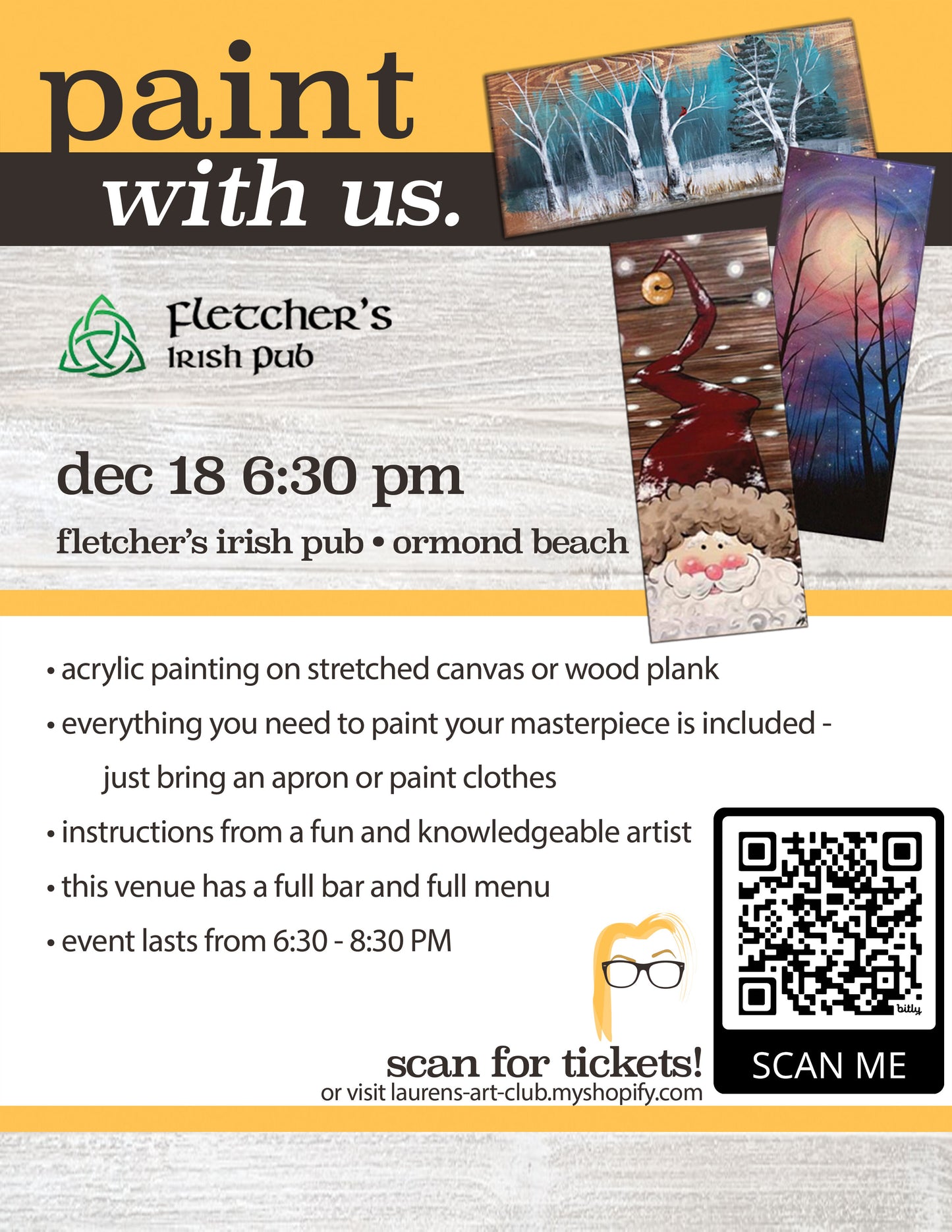 December 18th - Fletcher's Irish Pub - Ormond Beach - DIY Paint & Sip - Santa vs New Year