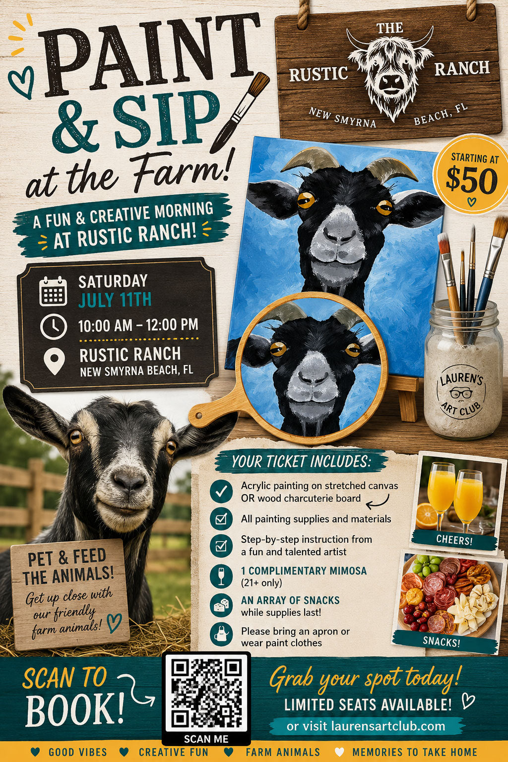 July 11th - Rustic Ranch - New Smyrna Beach - Goat-astic Paint and Sip
