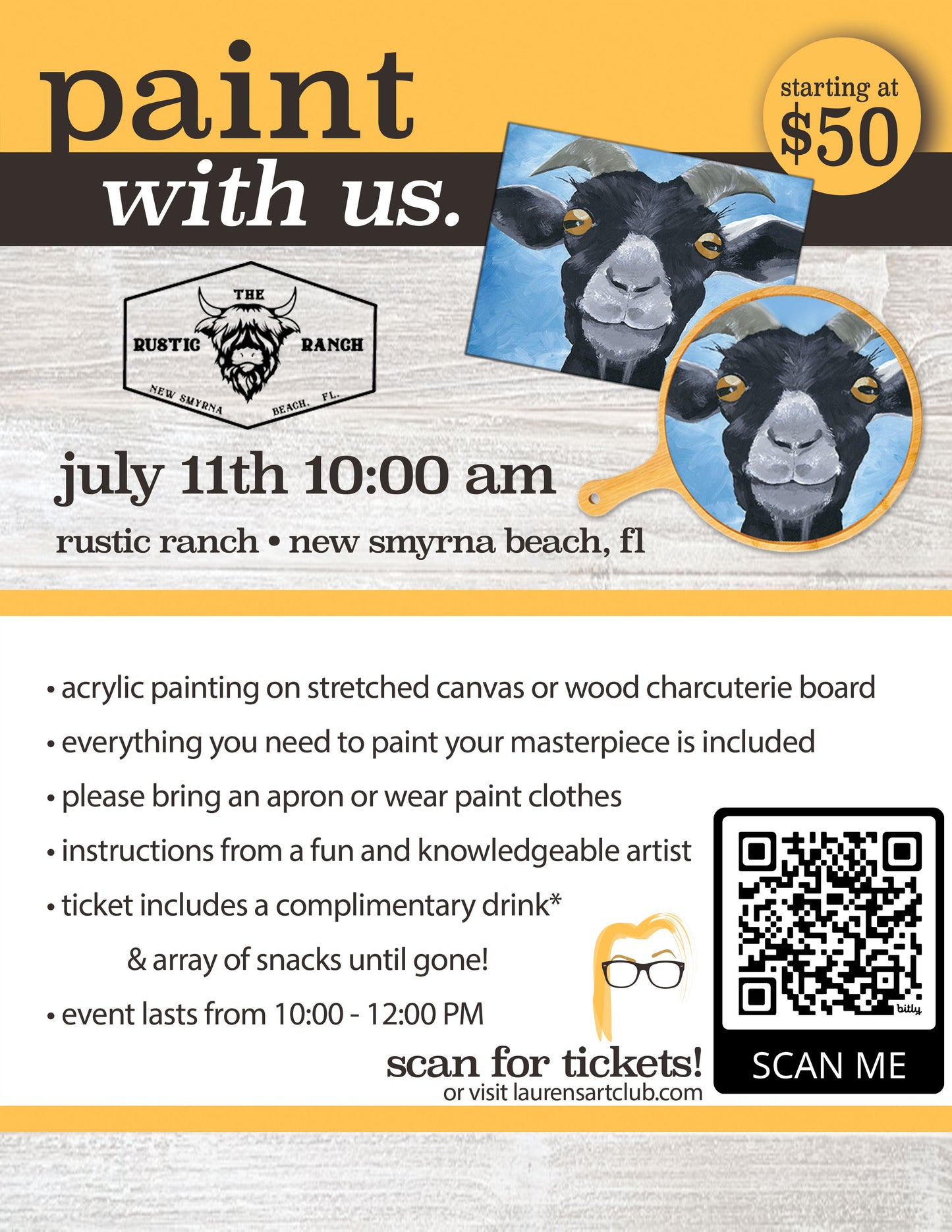 July 11th - Rustic Ranch - New Smyrna Beach - Goat-astic Paint and Sip