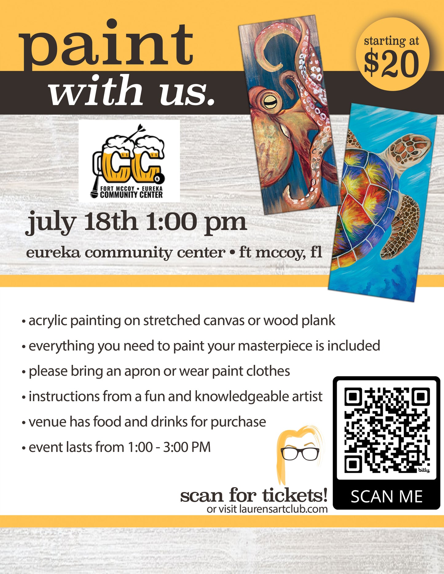 July 18th - Fort McCoy Eureka Community Center - DIY Paint & Sip - Sea Creatures