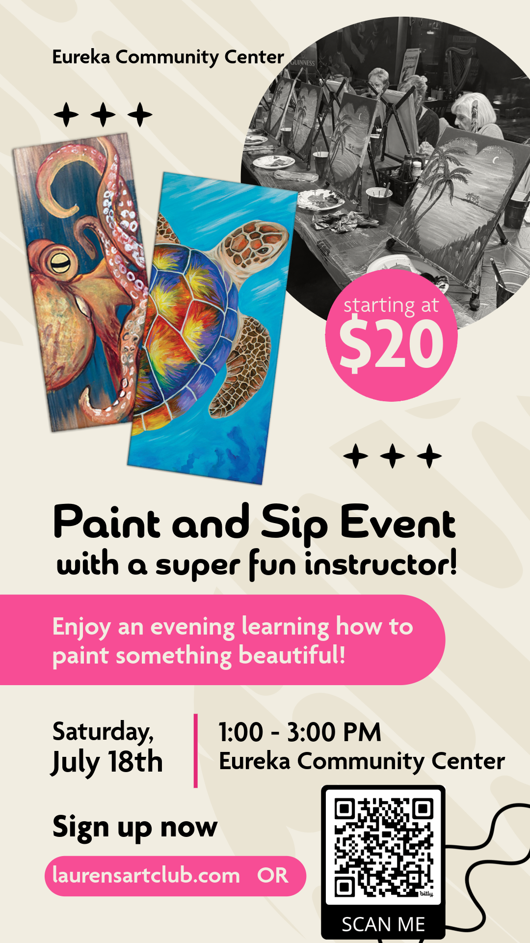 July 18th - Fort McCoy Eureka Community Center - DIY Paint & Sip - Sea Creatures