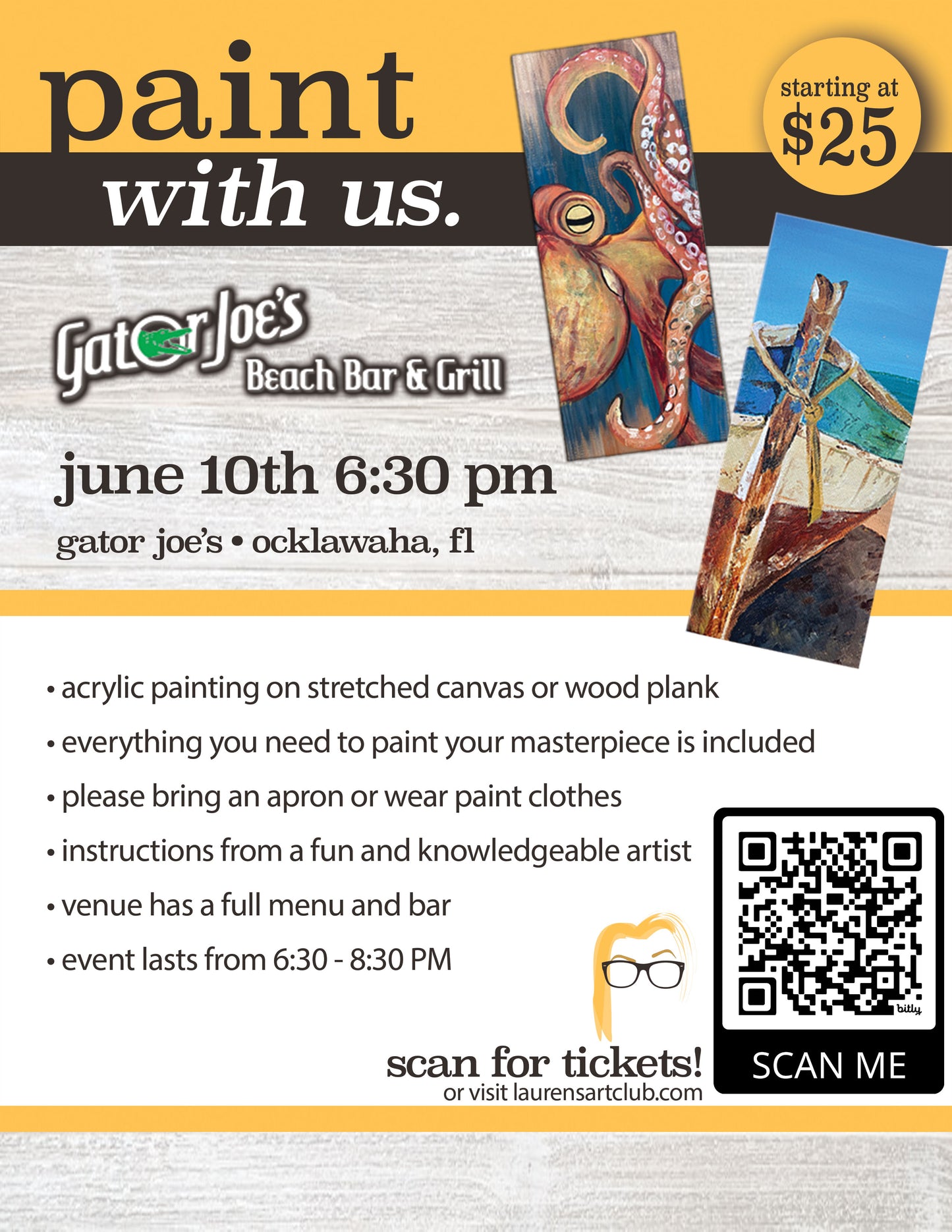 June 10th - Gator Joe’s Beach Bar And Grill - Ocklawaha - DIY Paint & Sip - Coastal Creations
