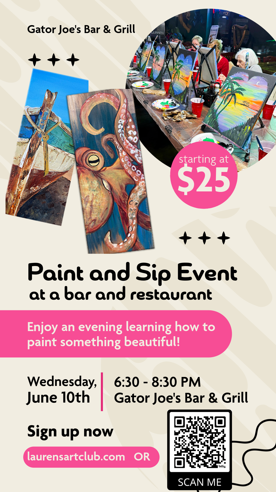 June 10th - Gator Joe’s Beach Bar And Grill - Ocklawaha - DIY Paint & Sip - Coastal Creations