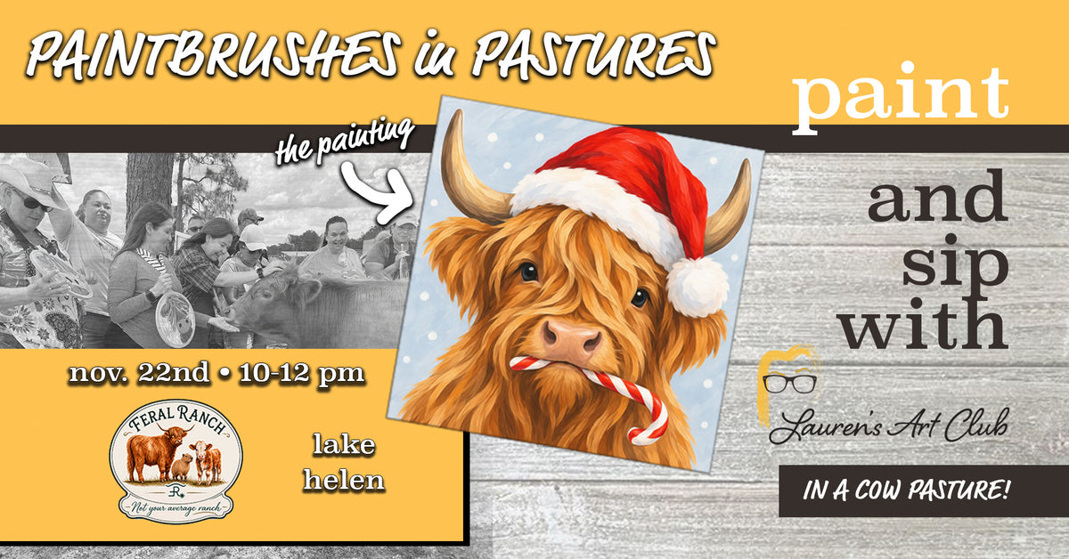 November 22nd - Feral Ranch - Lake Helen - Paint & Sip with Highland Cows - Santa Fluffy Cow
