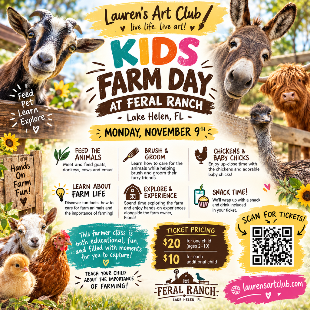 November 9th - Feral Ranch - Lake Helen - KIDS FARM DAY - Farmer Class