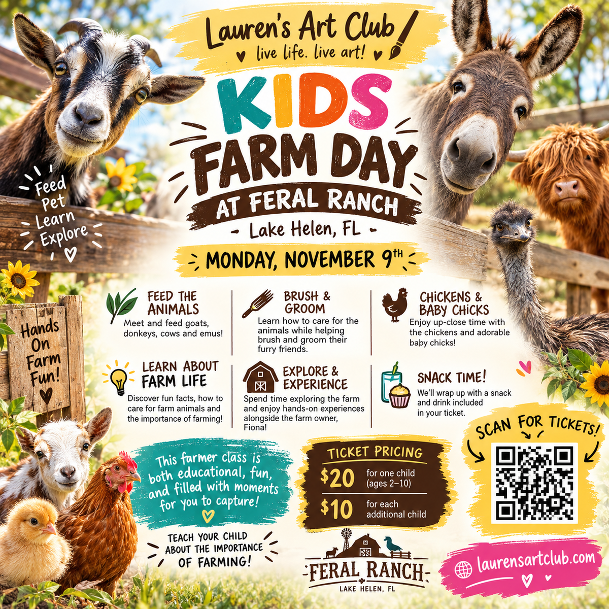 November 9th - Feral Ranch - Lake Helen - KIDS FARM DAY - Farmer Class