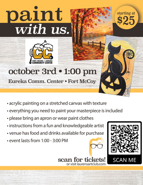 October 3rd - Fort McCoy Eureka Community Center - DIY Paint & Sip - Ghosts and Pumpkins