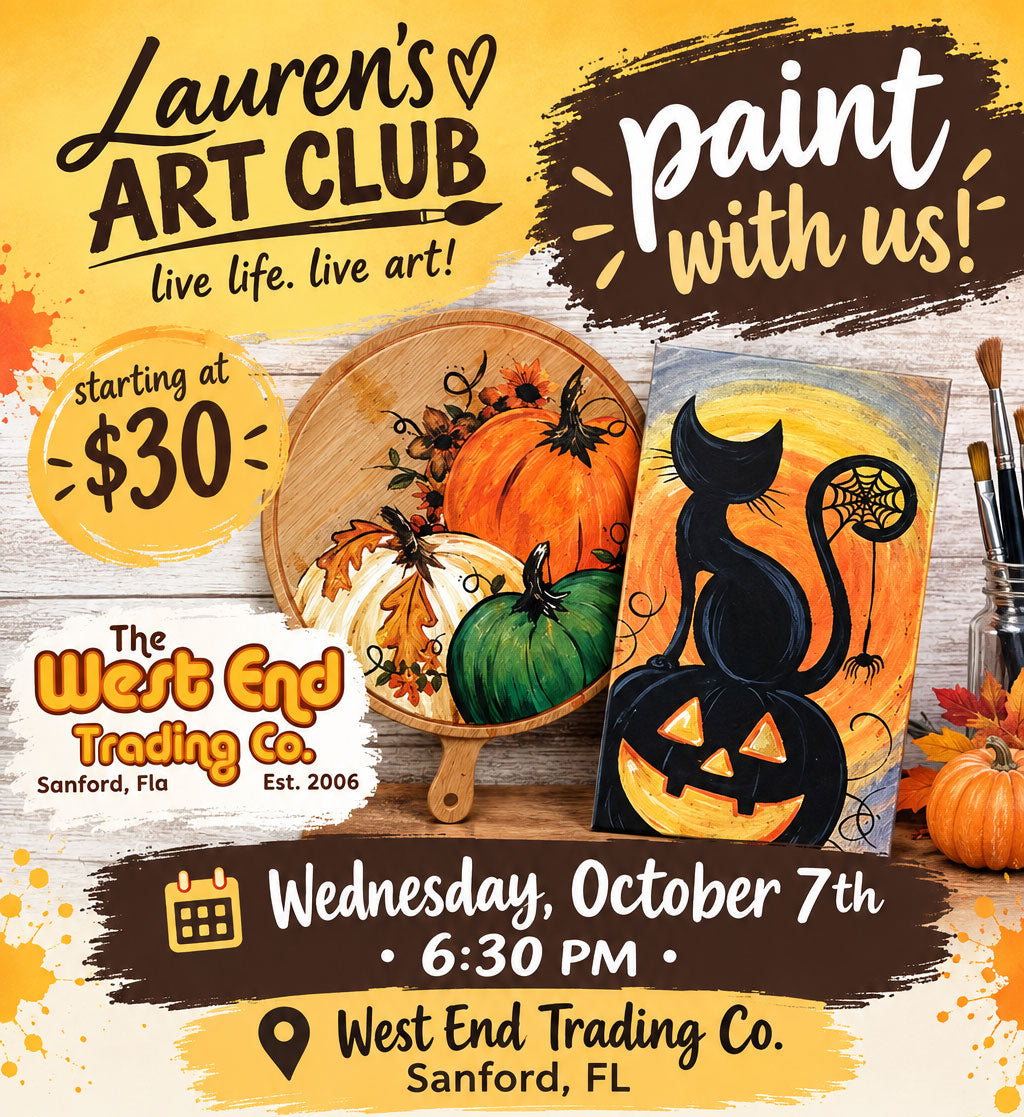 October 7th - West End - Sanford - DIY Paint & Sip - Black Cats and Pumpkin Decor