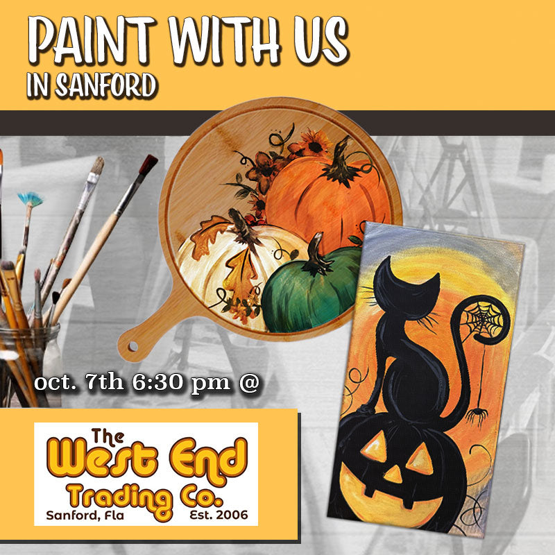 October 7th - West End - Sanford - DIY Paint & Sip - Black Cats and Pumpkin Decor