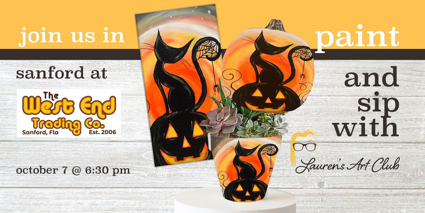 October 7th - West End - Sanford - DIY Paint & Sip - Pumpkins Galore