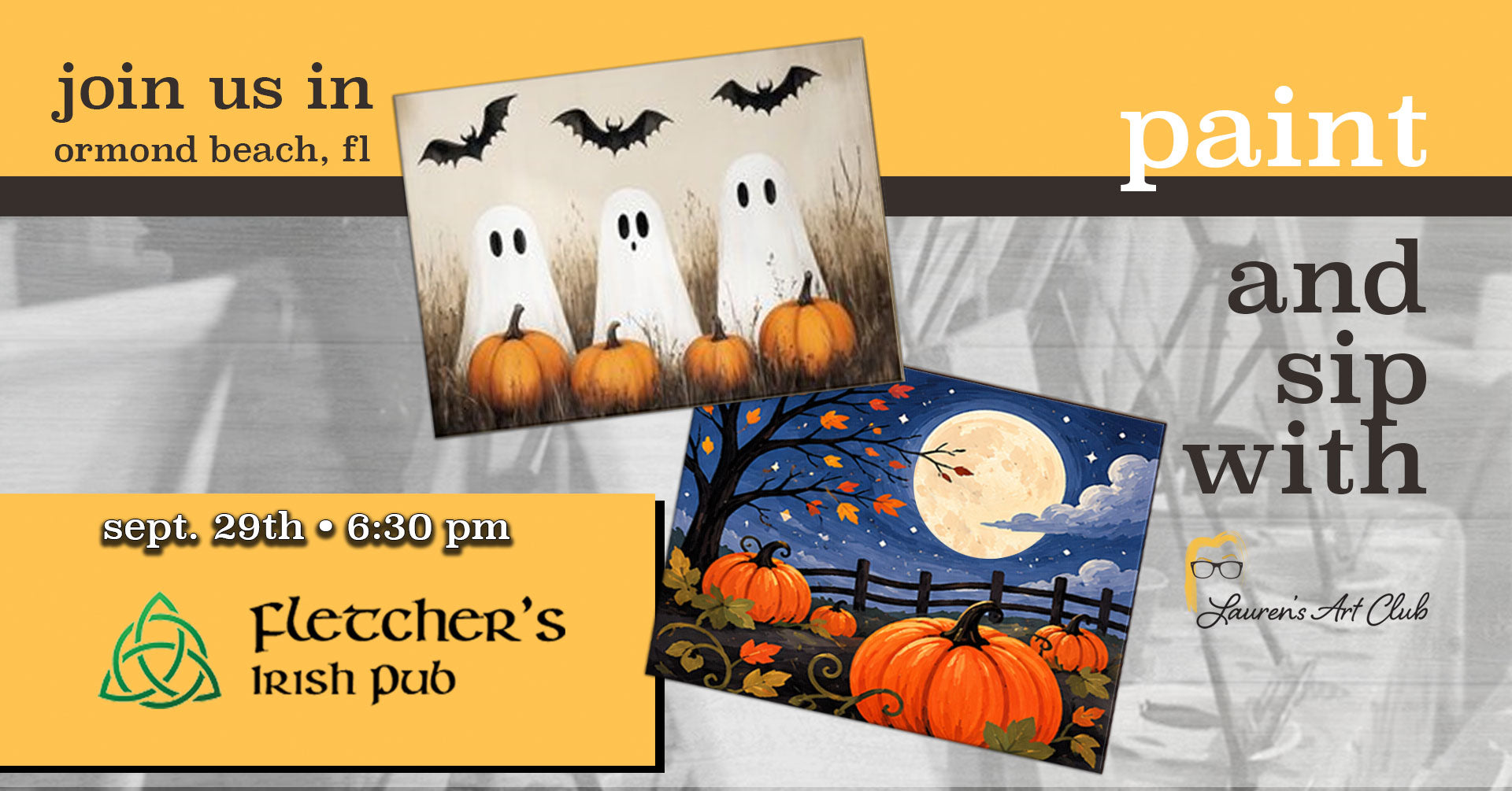 September 29th - Fletcher's Irish Pub - Ormond Beach - DIY Paint & Sip - Pumpkin Takeover
