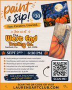 September 2nd - West End - Sanford - DIY Paint & Sip - Pumpkin Takeover
